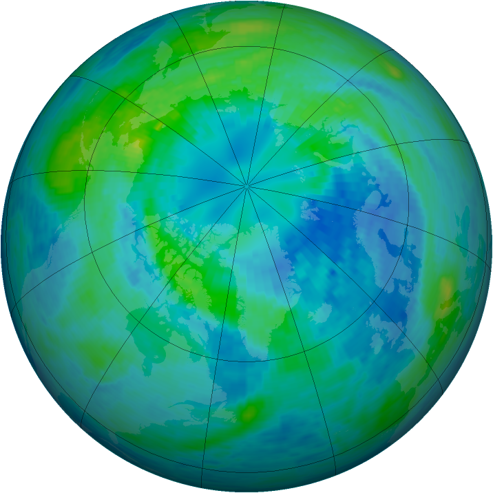 Arctic ozone map for 07 October 1994